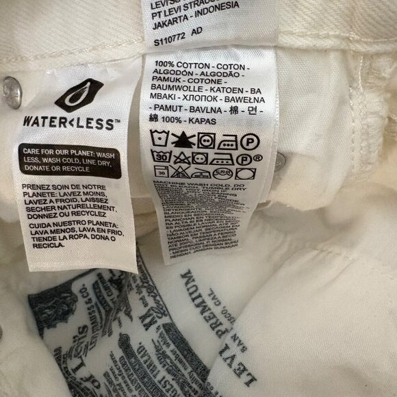 Levis Premium 501 Button Fly White Distressed Denim Cotton Shorts W24 - Picture 10 of 10